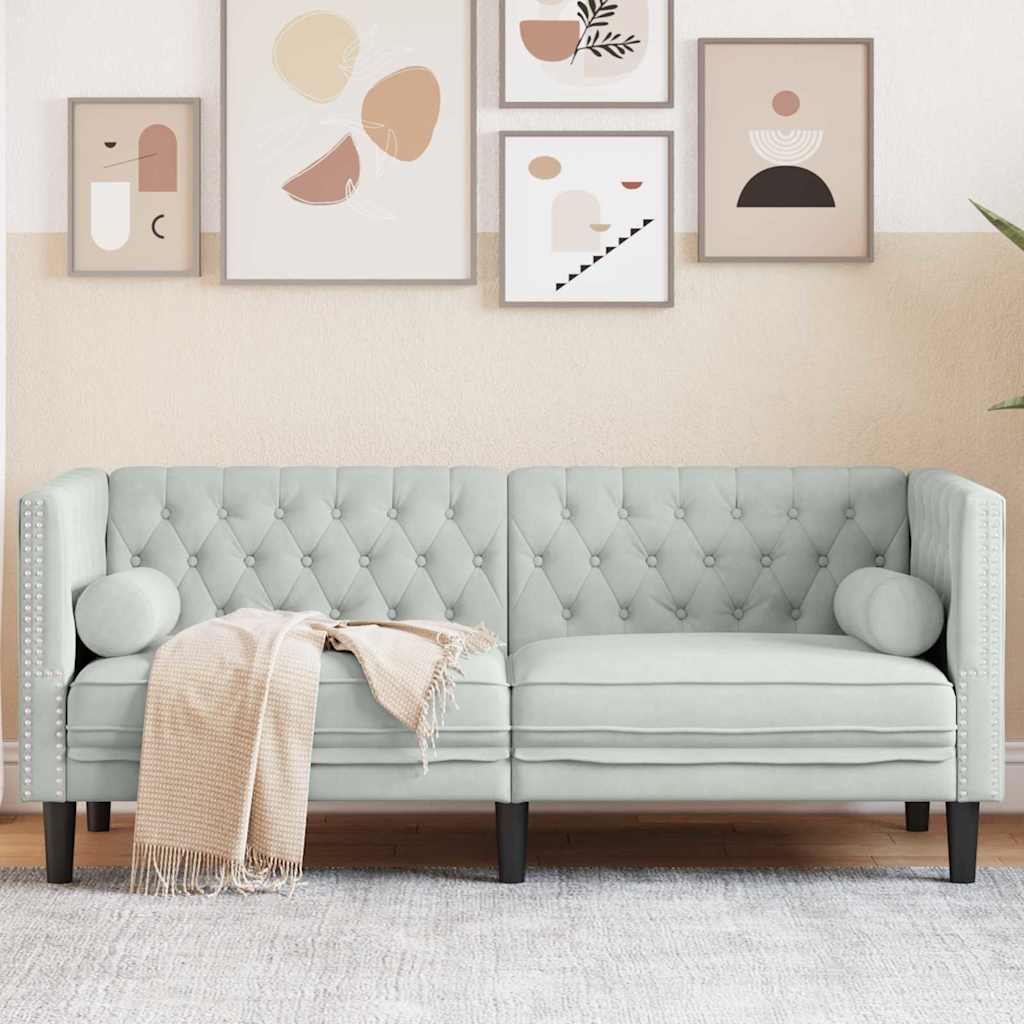 Sofá Chesterfield Cinzento-claro 174 x 74,5 x 70,5 cm Veludo