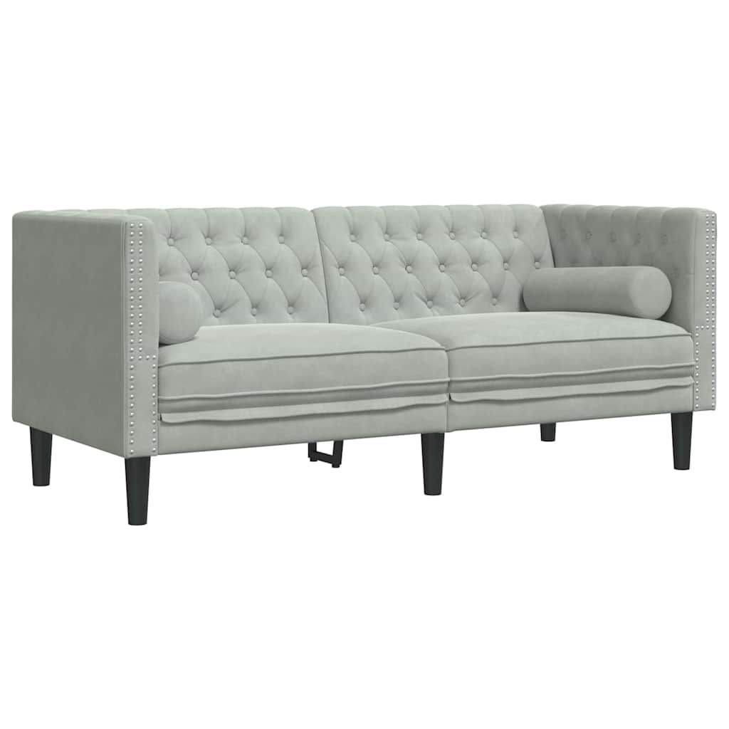Sofá Chesterfield Cinzento-claro 174 x 74,5 x 70,5 cm Veludo