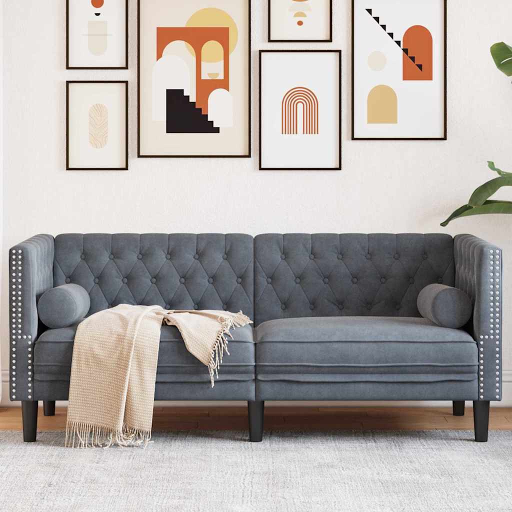 Sofá Chesterfield Cinzento escuro 174 x 74,5 x 70,5 cm Veludo
