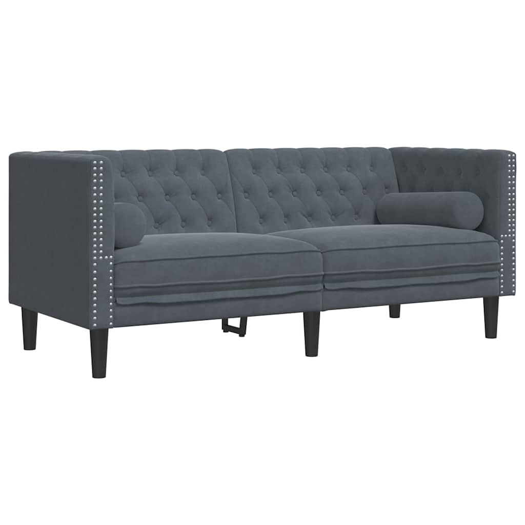 Sofá Chesterfield Cinzento escuro 174 x 74,5 x 70,5 cm Veludo