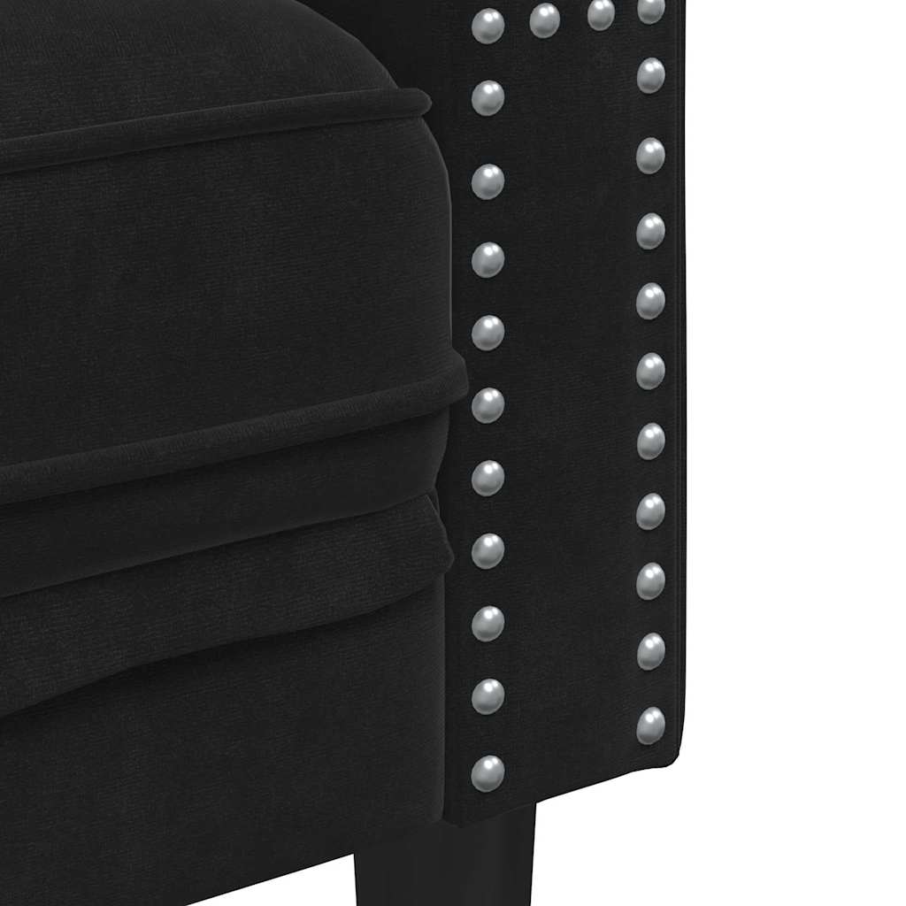 Sofá Chesterfield Outros Preto 174 x 74,5 x 70,5 cm Veludo