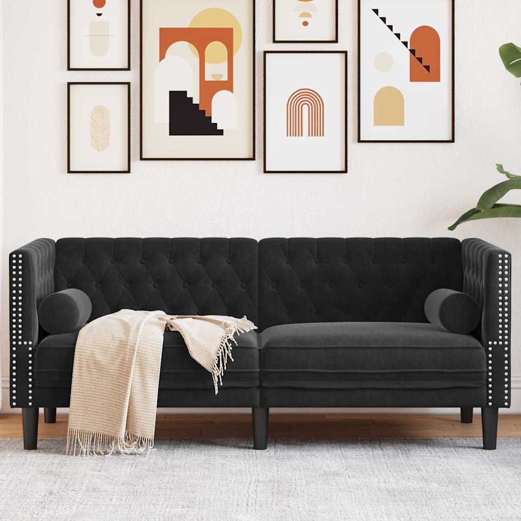 Sofá Chesterfield Outros Preto 174 x 74,5 x 70,5 cm Veludo