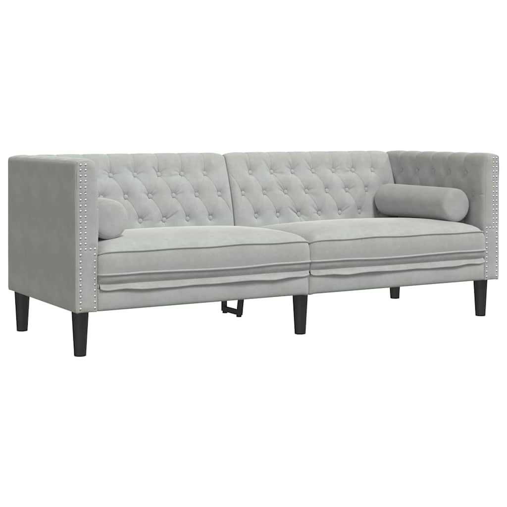 Sofá Chesterfield Cinzento-claro 194 x 74,5 x 70,5 cm Veludo
