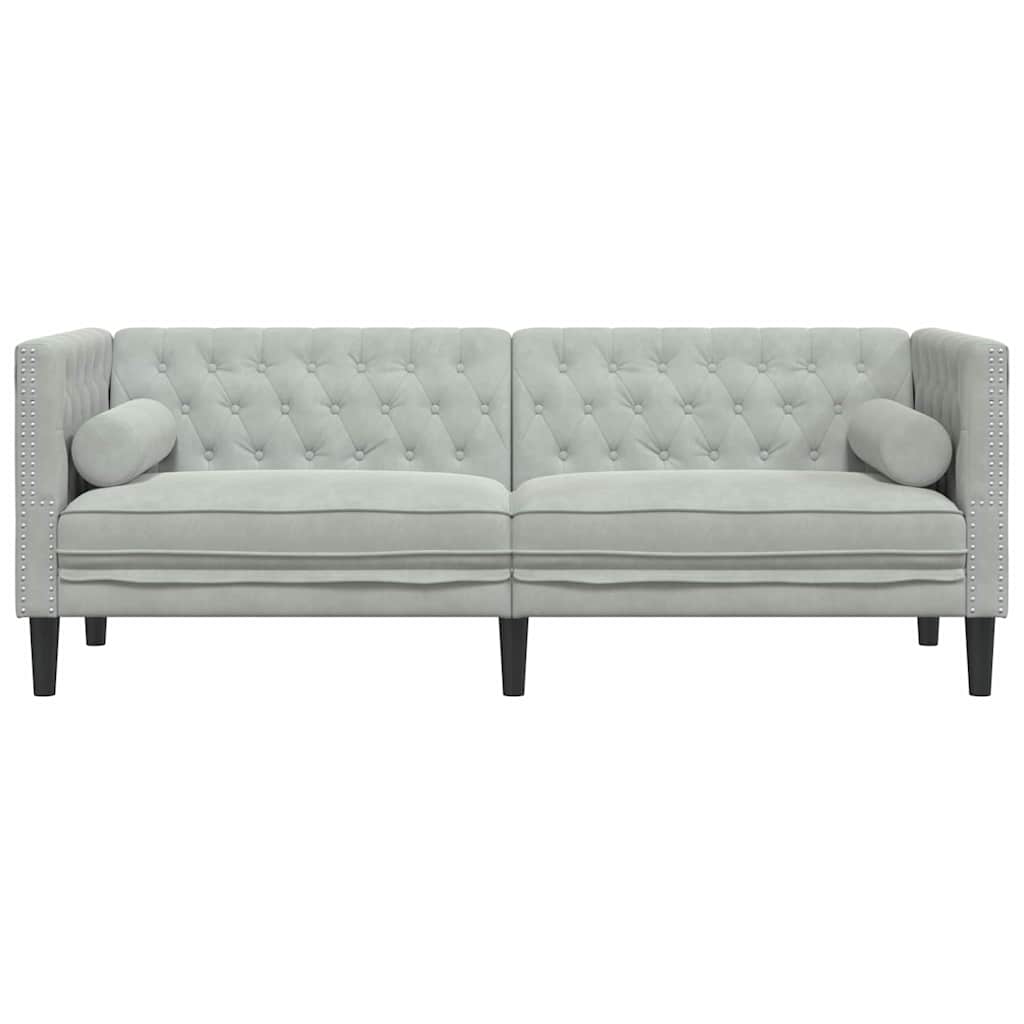 Sofá Chesterfield Cinzento-claro 194 x 74,5 x 70,5 cm Veludo