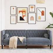 Sofá Chesterfield Cinzento escuro 194 x 74,5 x 70,5 cm Veludo
