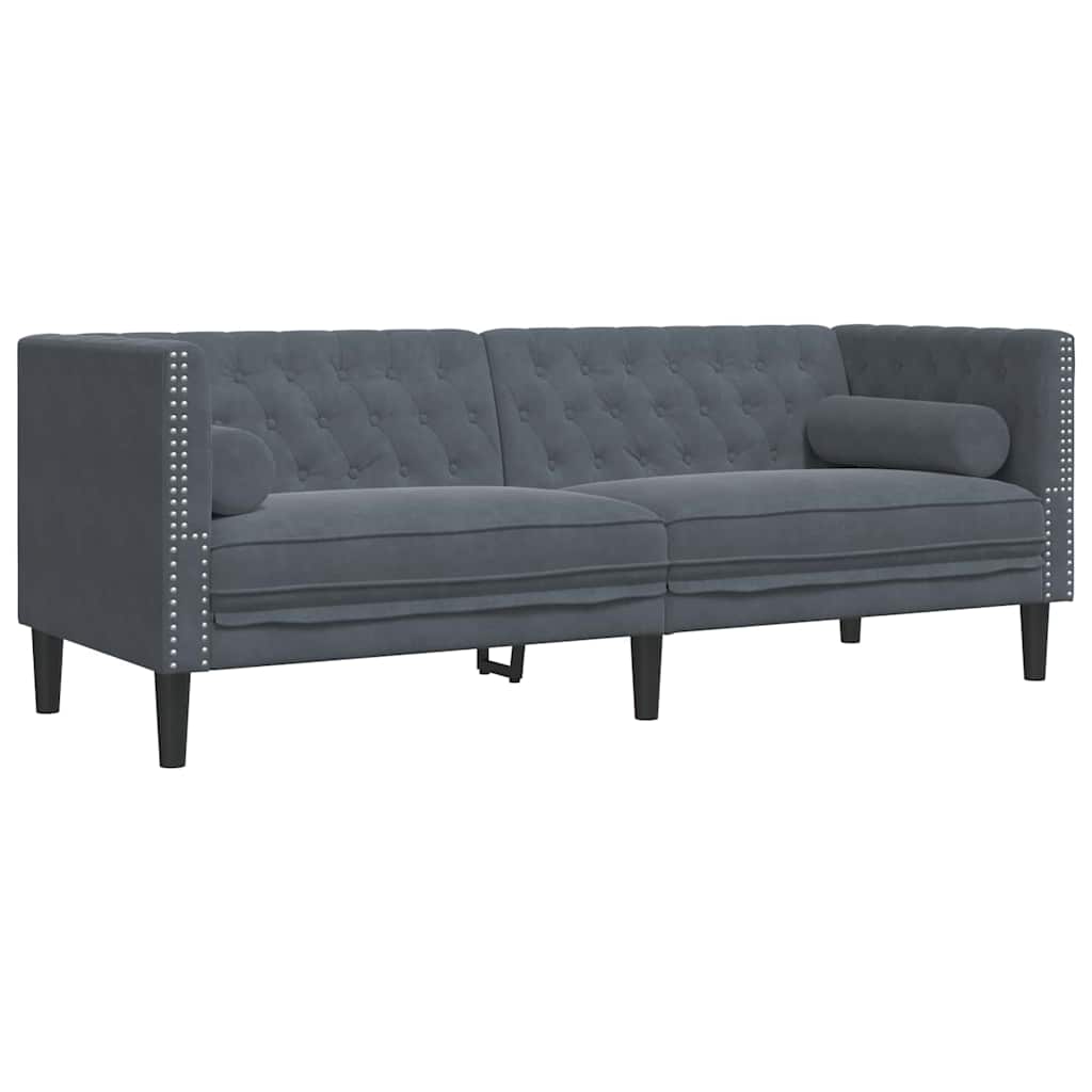 Sofá Chesterfield Cinzento escuro 194 x 74,5 x 70,5 cm Veludo