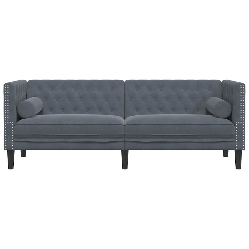 Sofá Chesterfield Cinzento escuro 194 x 74,5 x 70,5 cm Veludo