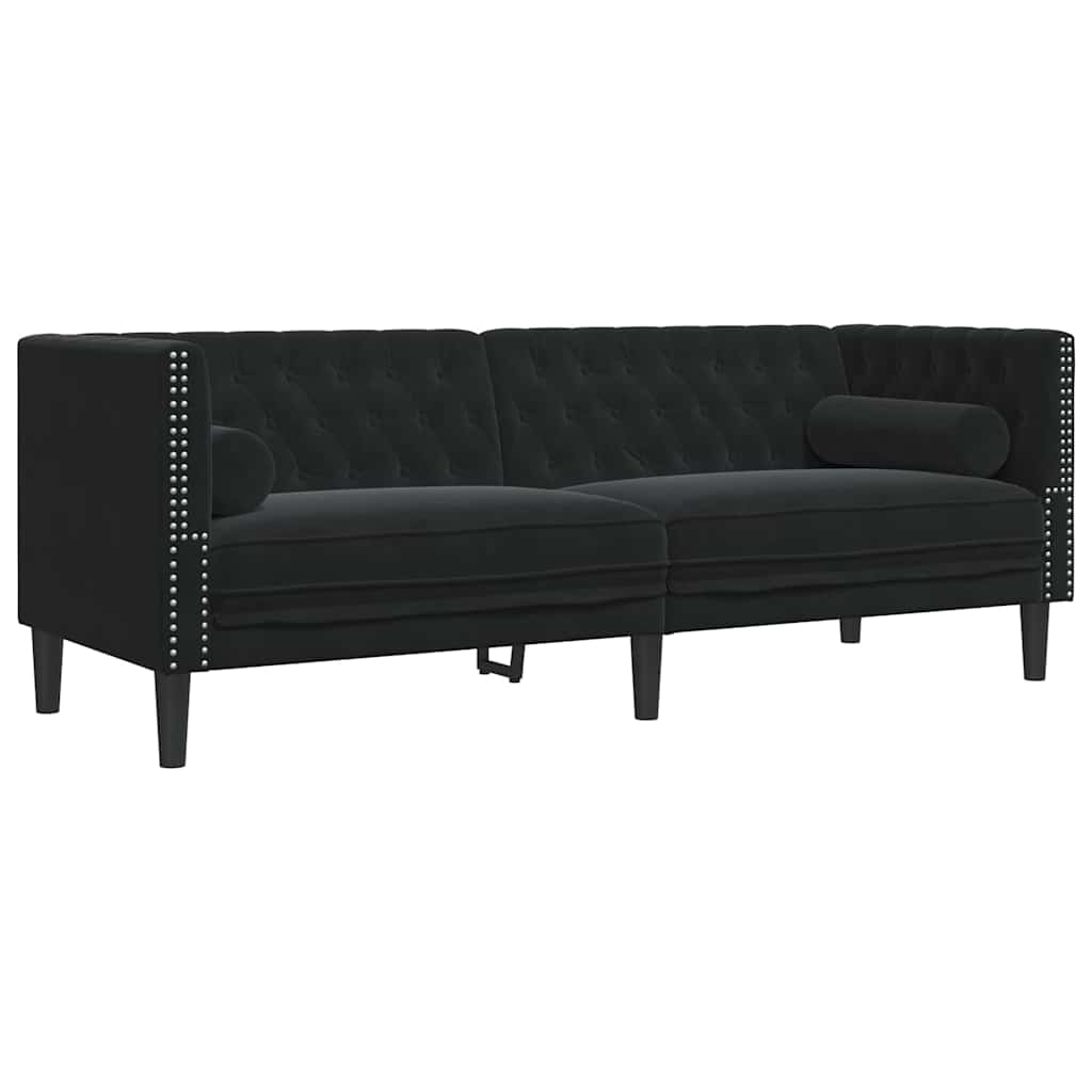 Sofá Chesterfield Outros Preto 194 x 74,5 x 70,5 cm Veludo