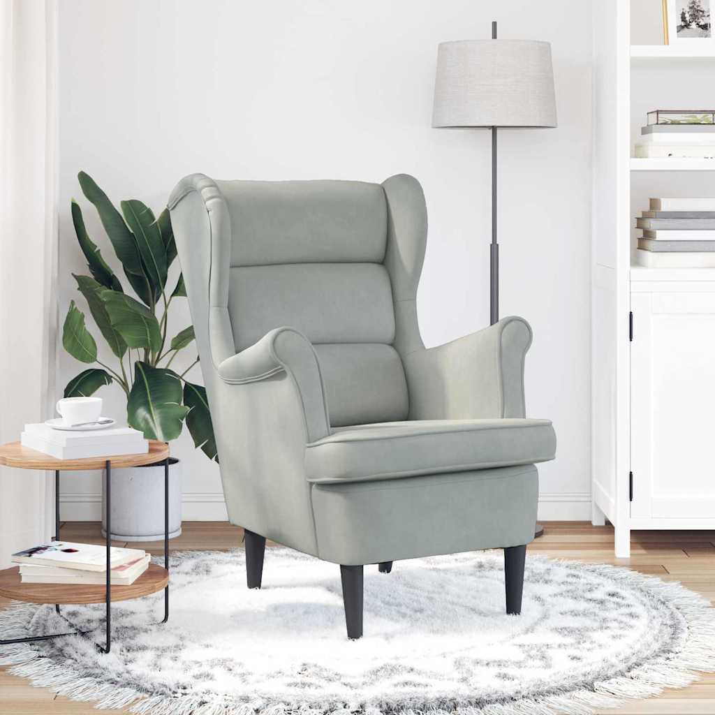 Poltrona Cinzento-claro 71 x 92 x 91 cm Veludo