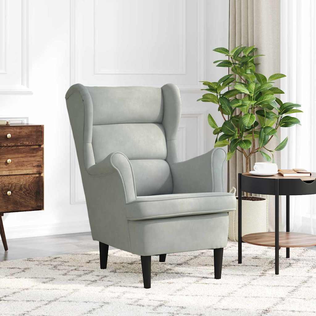 Poltrona Cinzento-claro 71 x 92 x 91 cm Veludo