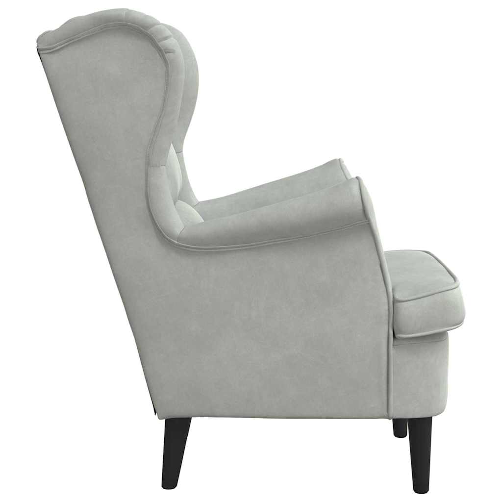 Poltrona Cinzento-claro 71 x 92 x 91 cm Veludo