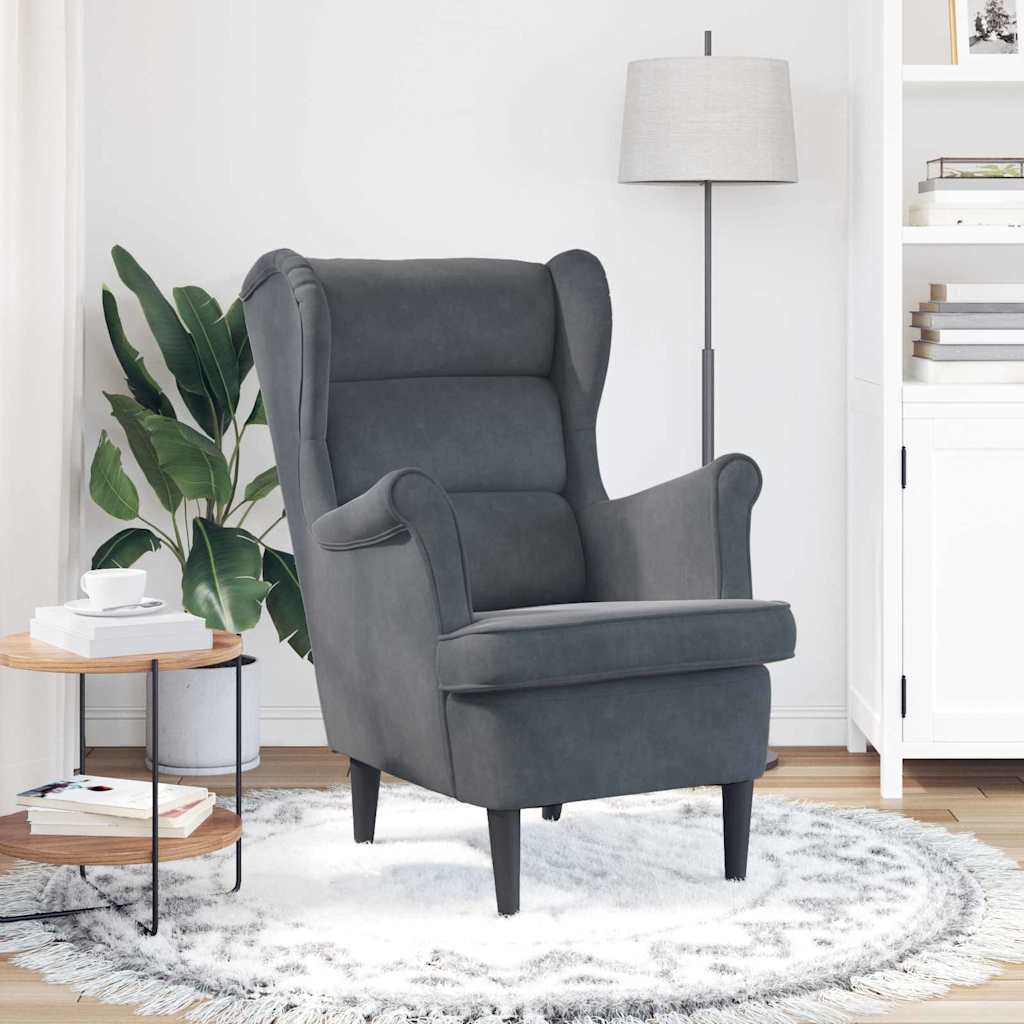 Poltrona Cinzento escuro 71 x 92 x 91 cm Veludo