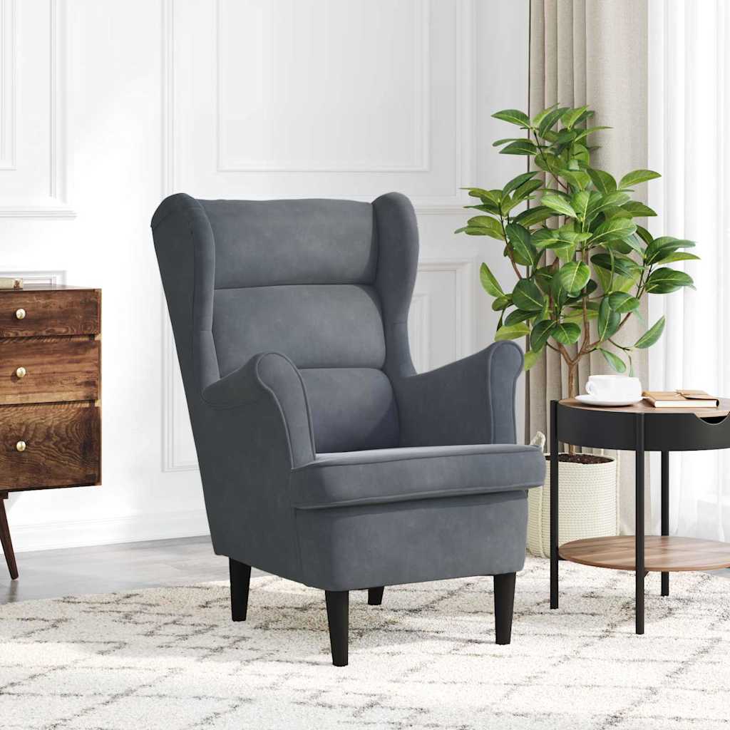 Poltrona Cinzento escuro 71 x 92 x 91 cm Veludo