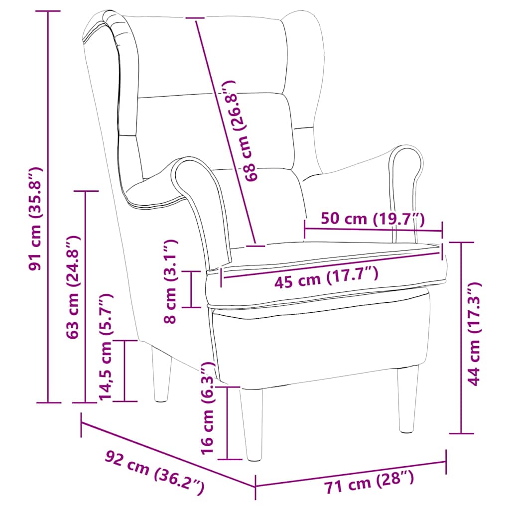 Poltrona Cinzento escuro 71 x 92 x 91 cm Veludo