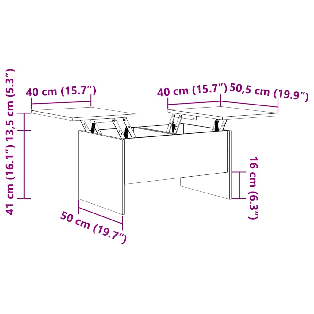 Mesa de centro carvalho artisiano 80 x 50,5 x 42,5 cm
