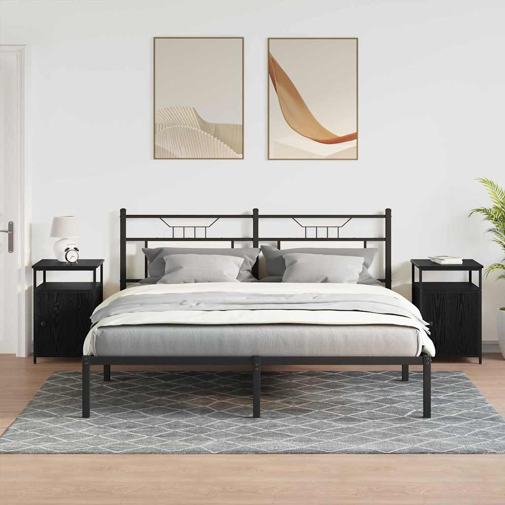 Armário de Cabeceira Carvalho preto Madeira processada