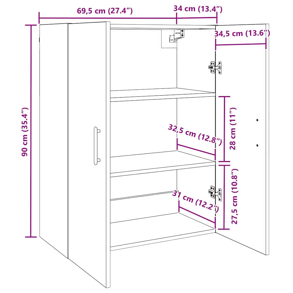 Armário de parede Madeira antiga 69.5 x 34 x 90 cm