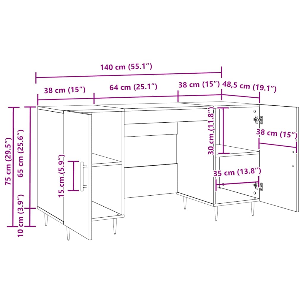 Mesa carvalho artisiano 140 x 50 x 75 cm Madeira processada