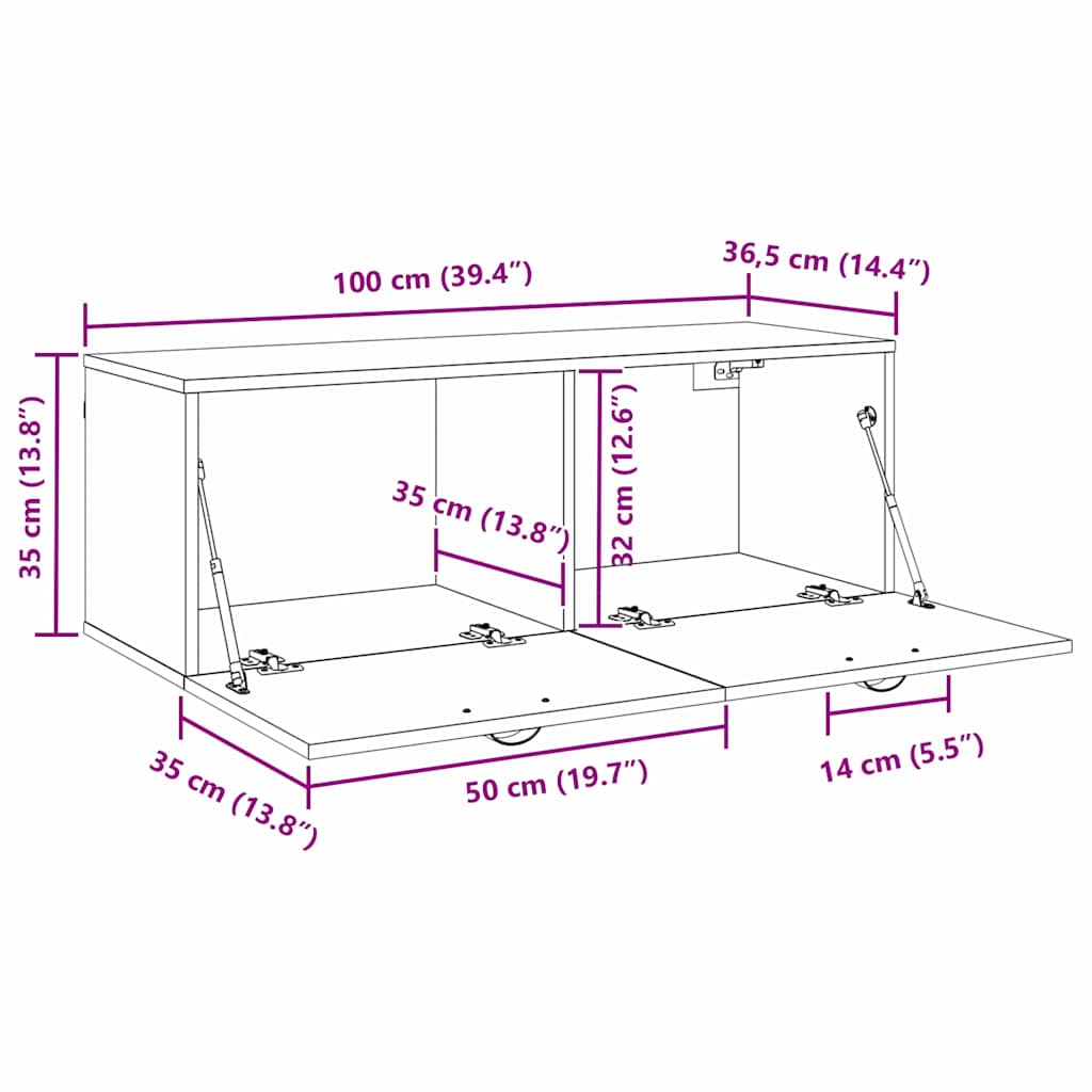 Armário de Parede carvalho artisiano 100 x 36.5 x 35 cm