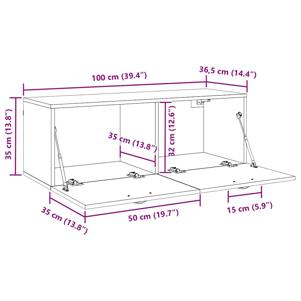 Armário de Parede carvalho artisiano 100 x 36.5 x 35 cm