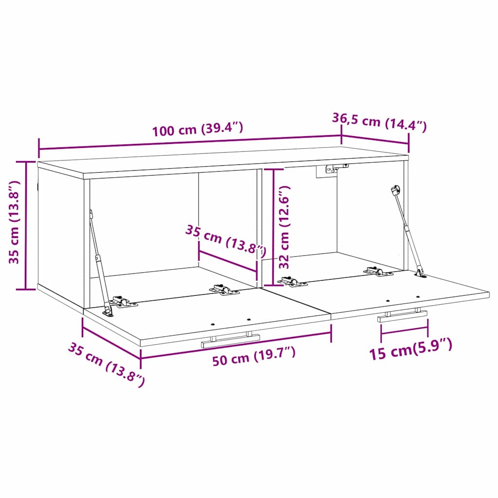 Armário de Parede Madeira antiga 100 x 36.5 x 35 cm
