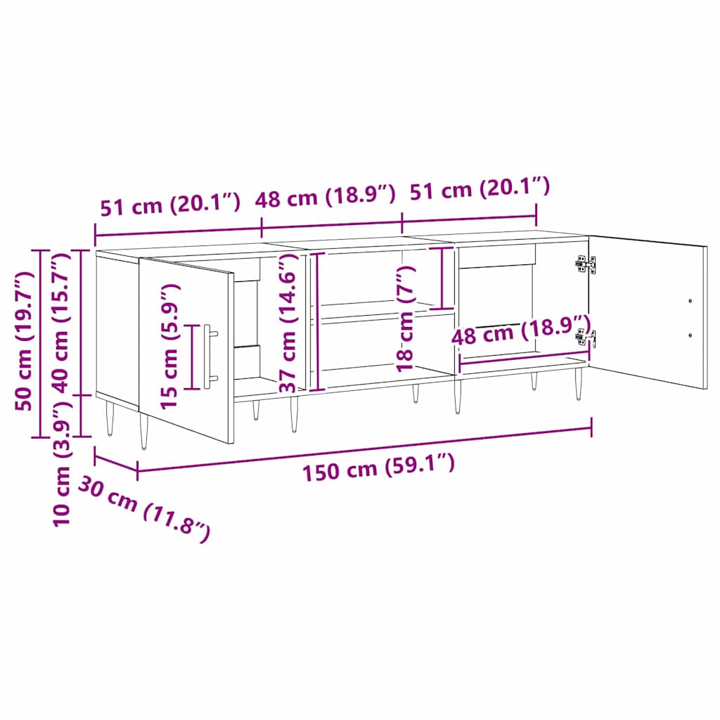 Gabinete para TV Madeira antiga 150 x 30 x 50 cm
