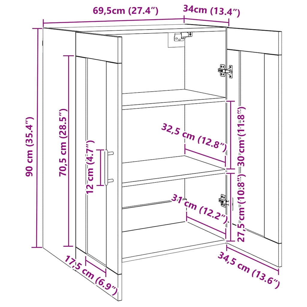 Buffet Preto 69.5 x 34 x 90 cm Madeira processada