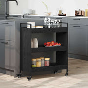 Carrinho de Cozinha Manual Carvalho preto 70 x 30 x 82 cm