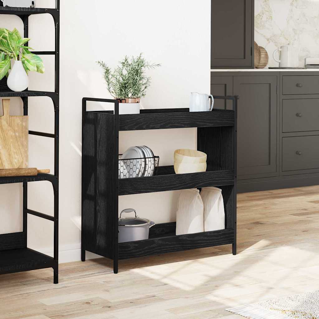 Carrinho de Cozinha Manual Carvalho preto 70 x 30 x 82 cm