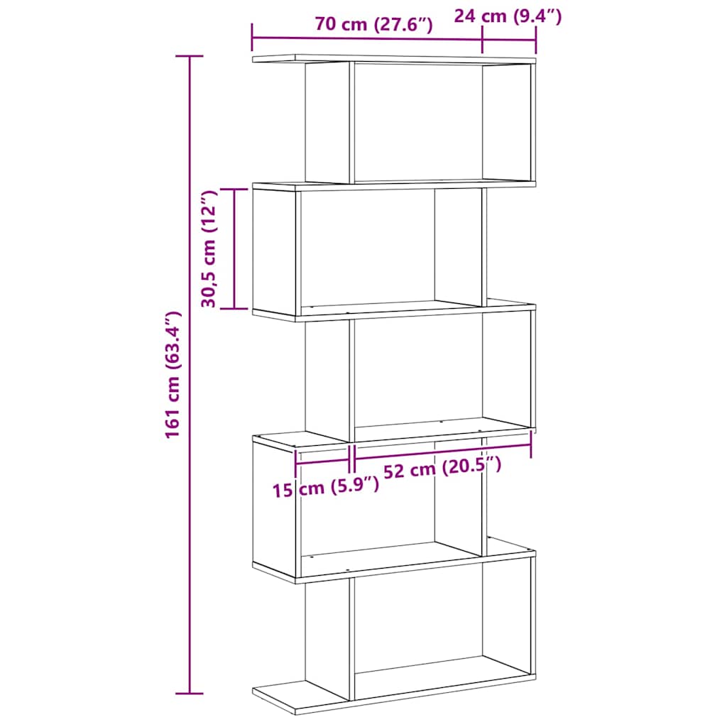 Gabinete de Livros Castanho 70 x 24 x 161 cm Madeira processada