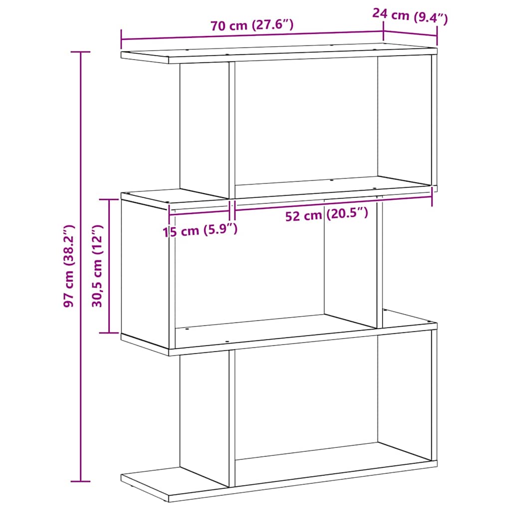 Gabinete de Livros Cinzeto 70 x 14 x 97 cm Madeira processada