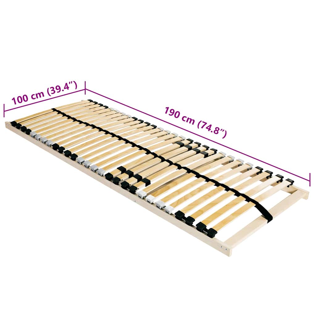 Base de ripas Castanho 100 x 190 cm Madeira de faia sólida