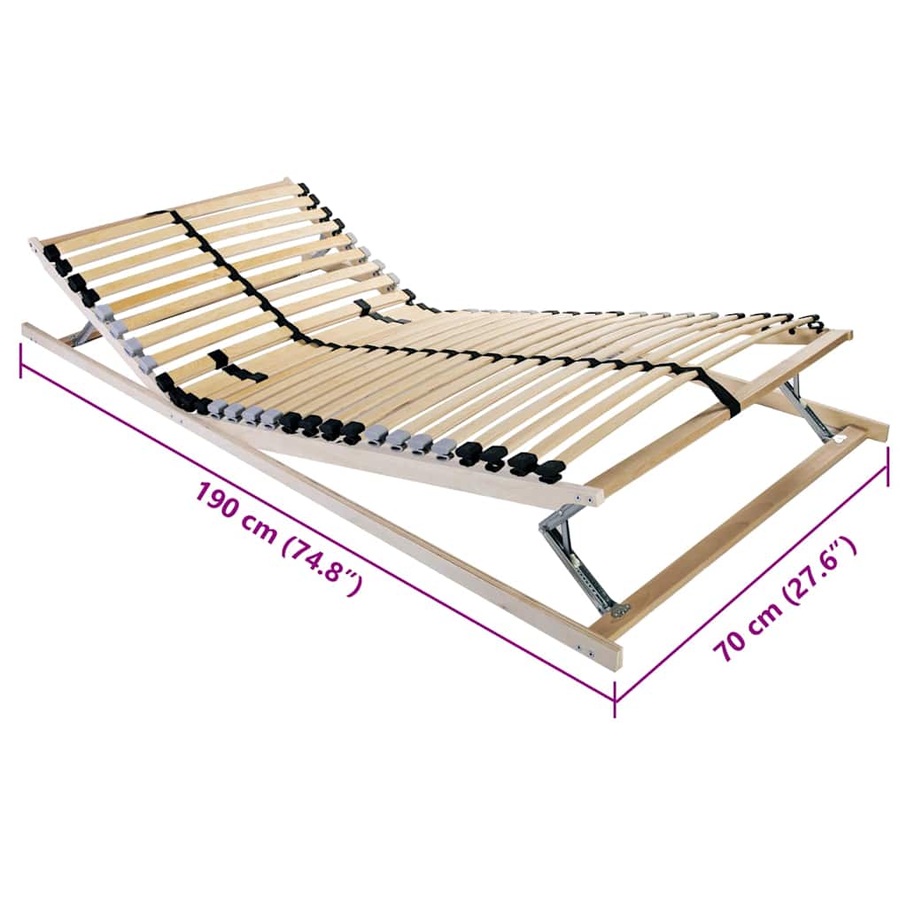 Base de ripas Castanho 70 x 190 cm Madeira de faia sólida