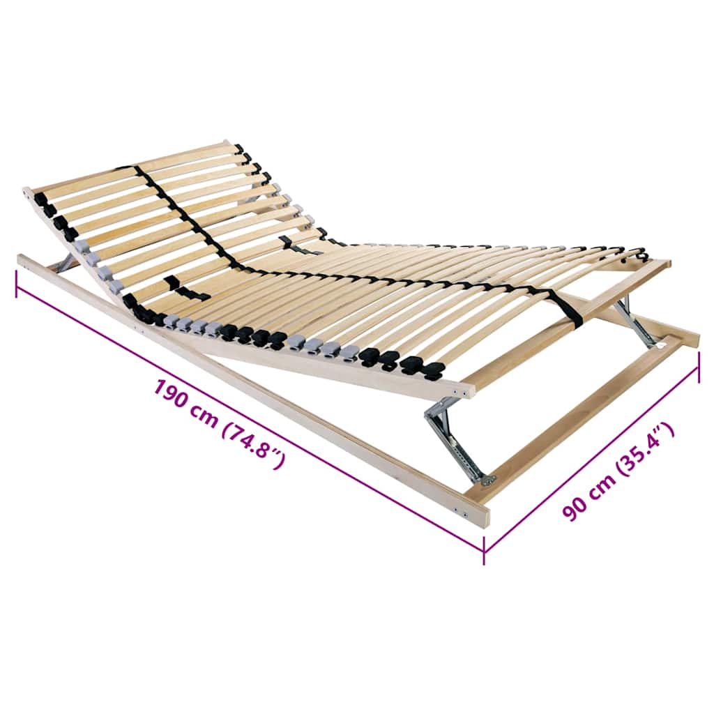 Base de ripas Castanho 90 x 190 cm Madeira de faia sólida
