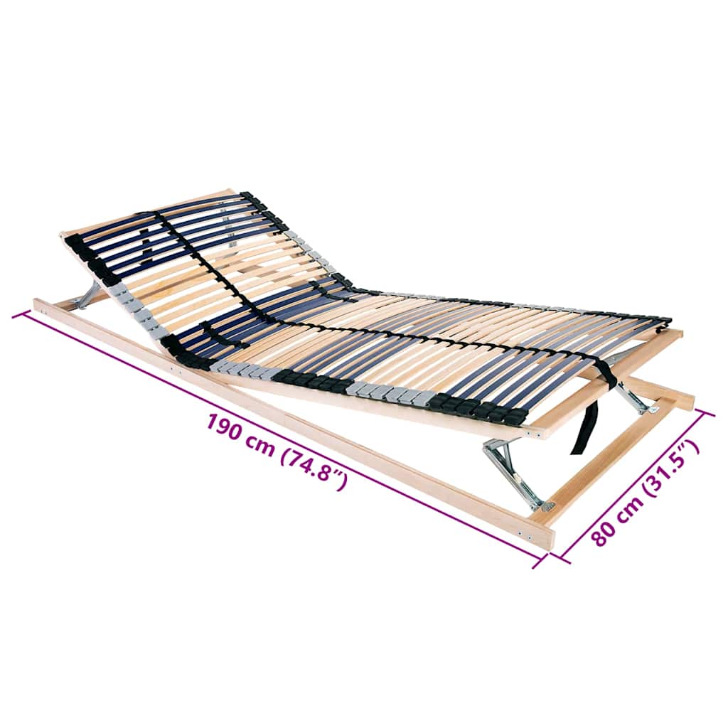 Base de ripas Castanho 80 x 190 cm Madeira de faia sólida
