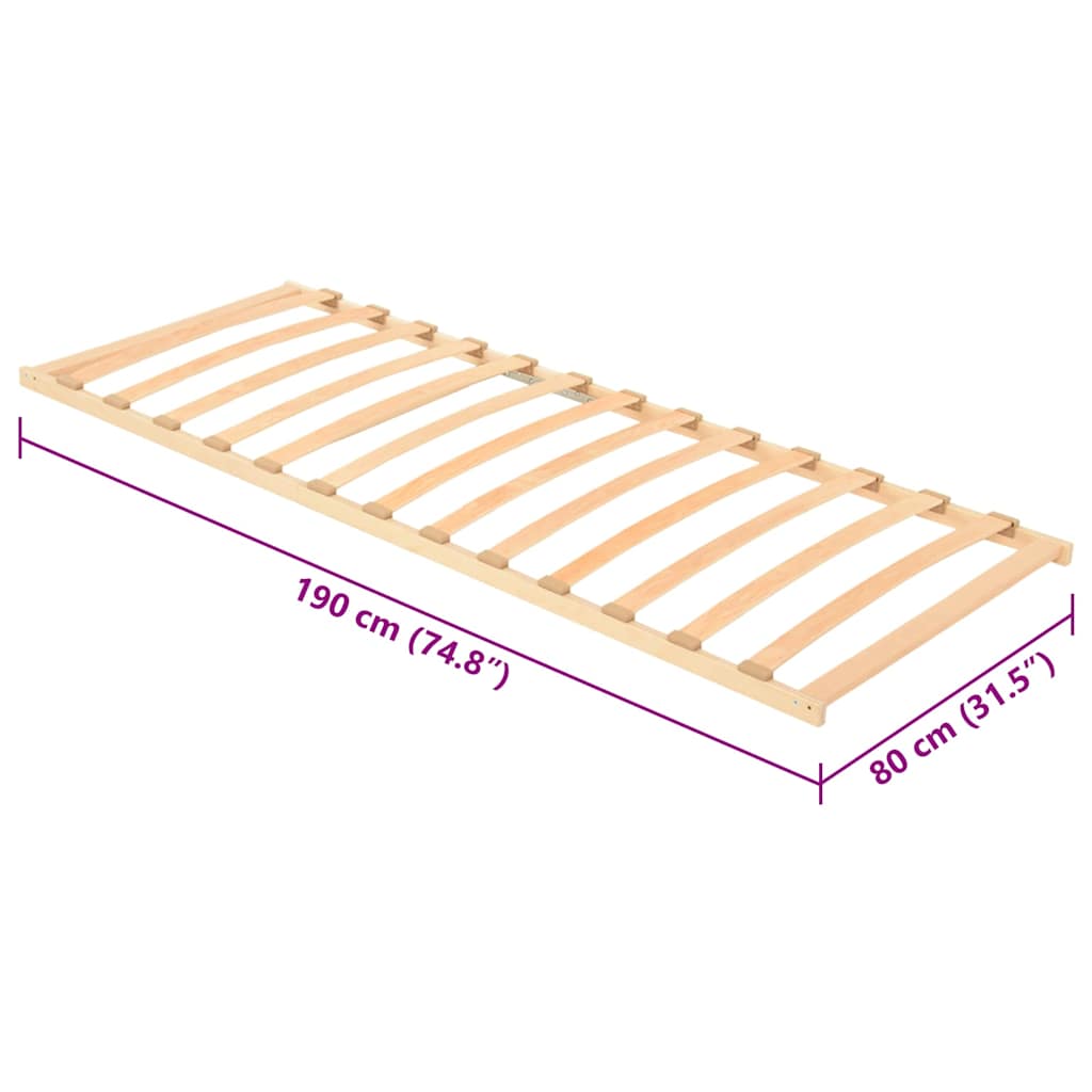 Base de ripas Castanho 100 x 190 cm Madeira de faia sólida