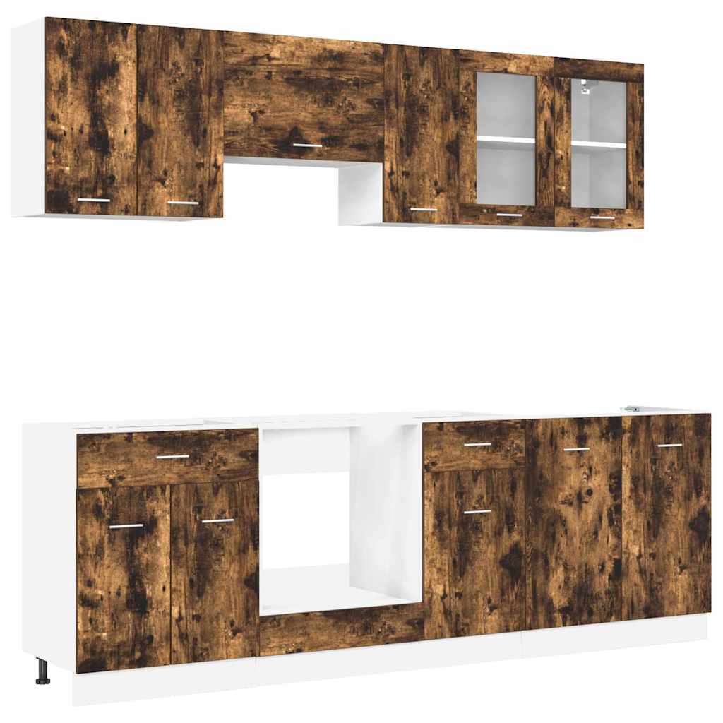 Conjunto de armários de cozinha Lyon 8 pcs Carvalho fumado