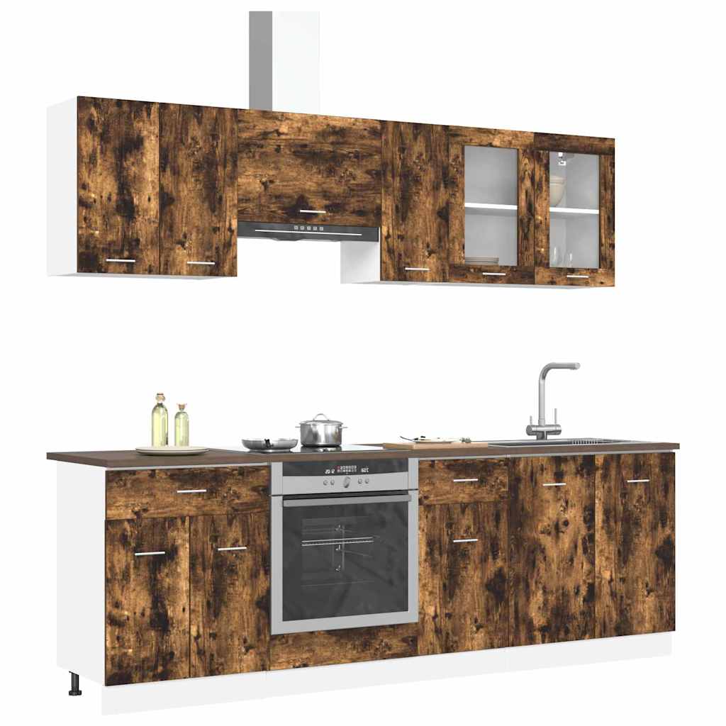 Conjunto de armários de cozinha Lyon 8 pcs Carvalho fumado