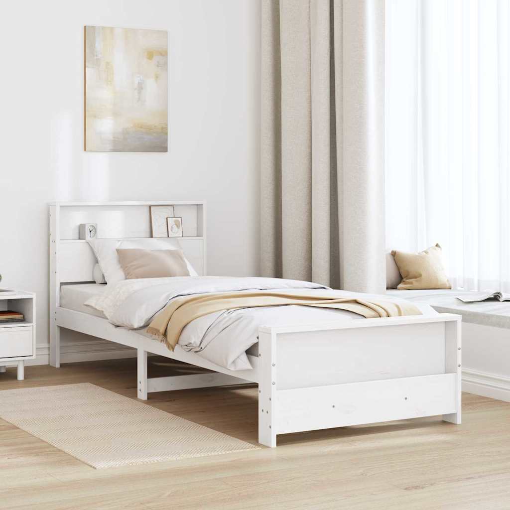 Estrutura da Cama Branco 75 x 190 cm Madeira de pinho maciça