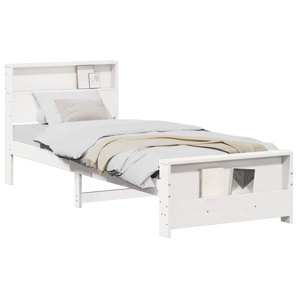 Estrutura da Cama Branco 75 x 190 cm Madeira de pinho maciça