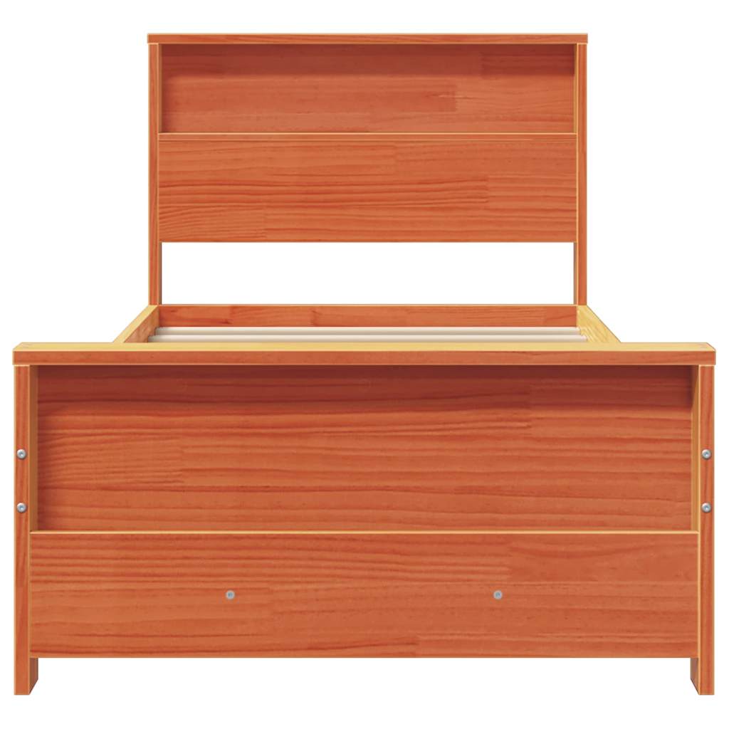 Estrutura da Cama com cabeceira Castanho-mel 75 x 190 cm