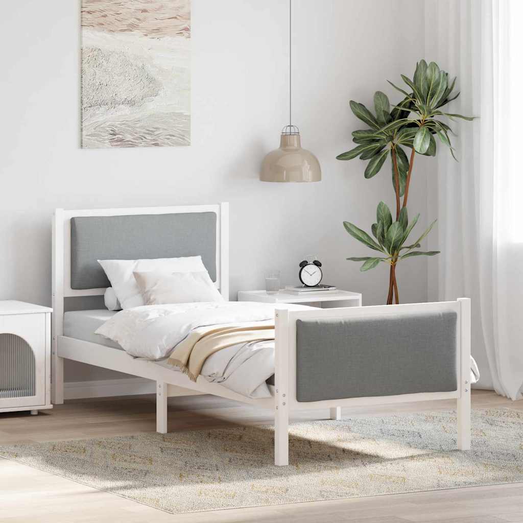 Estrutura da Cama Cinzento-claro 120 x 200 cm tecido