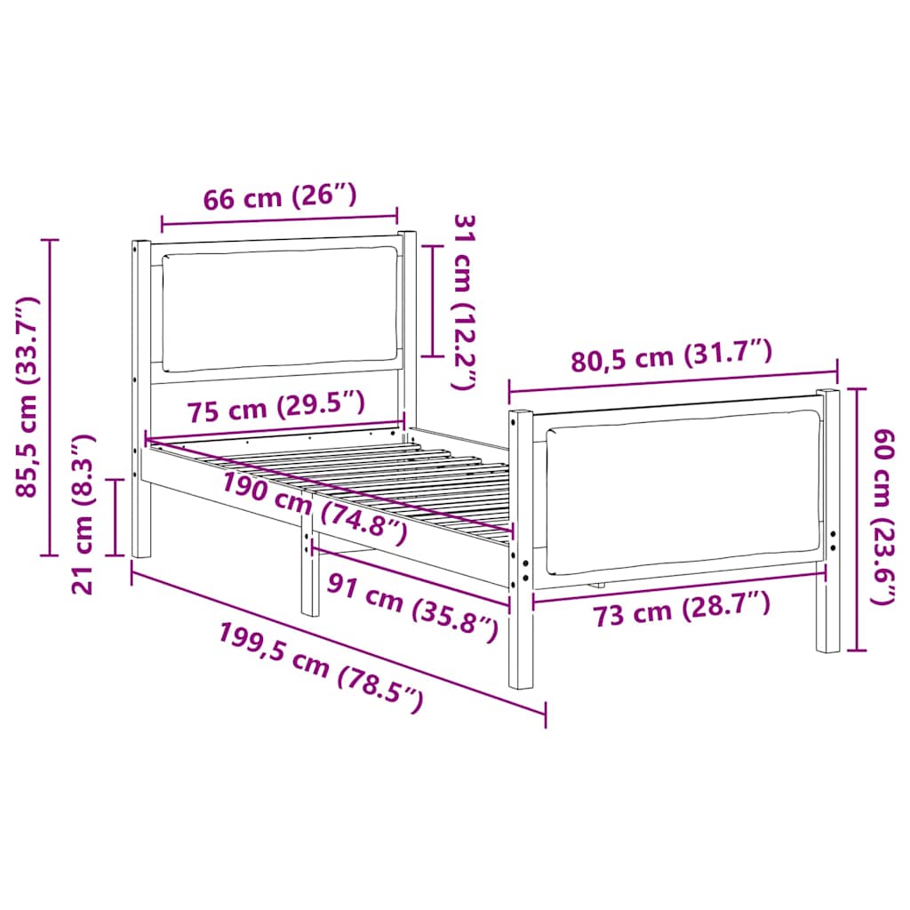 Estrutura da Cama Cinzento-claro 120 x 200 cm tecido