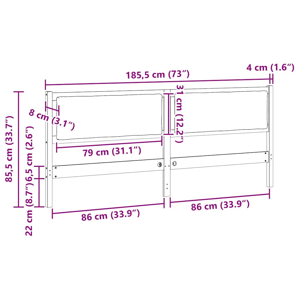 Cabeceira Outros Castanho 75 cm Madeira de pinho maciça