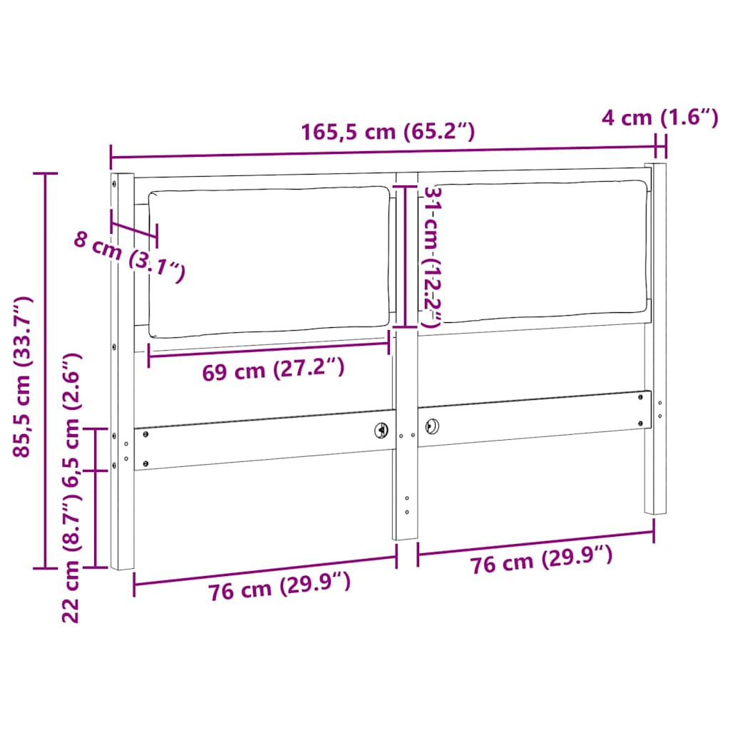 Cabeceira Outros Castanho 75 cm Madeira de pinho maciça