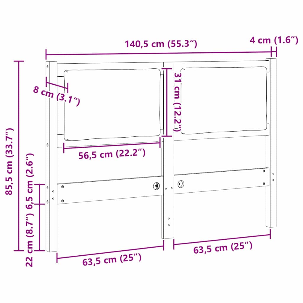 Cabeceira Outros Castanho 75 cm Madeira de pinho maciça