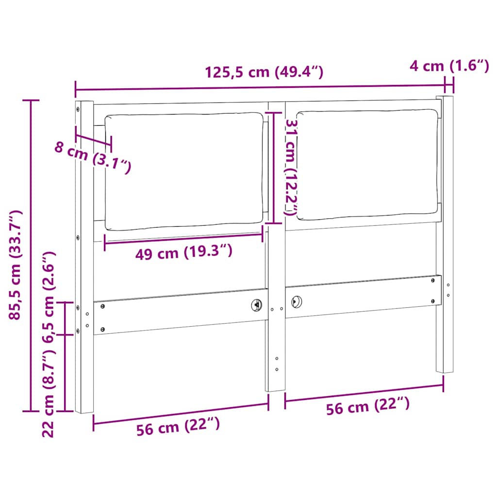 Cabeceira Outros Castanho 75 cm Madeira de pinho maciça