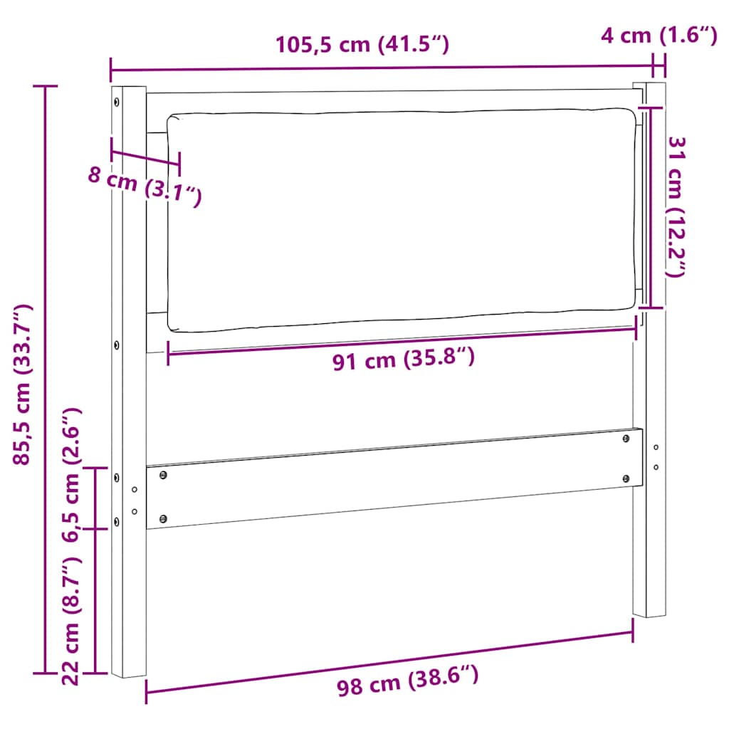 Cabeceira Outros Castanho 75 cm Madeira de pinho maciça