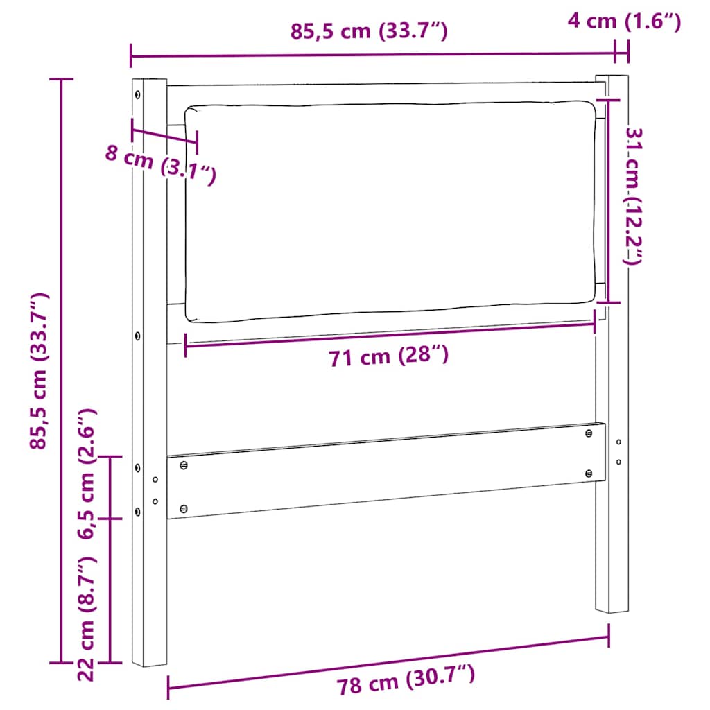 Cabeceira Outros Castanho 75 cm Madeira de pinho maciça