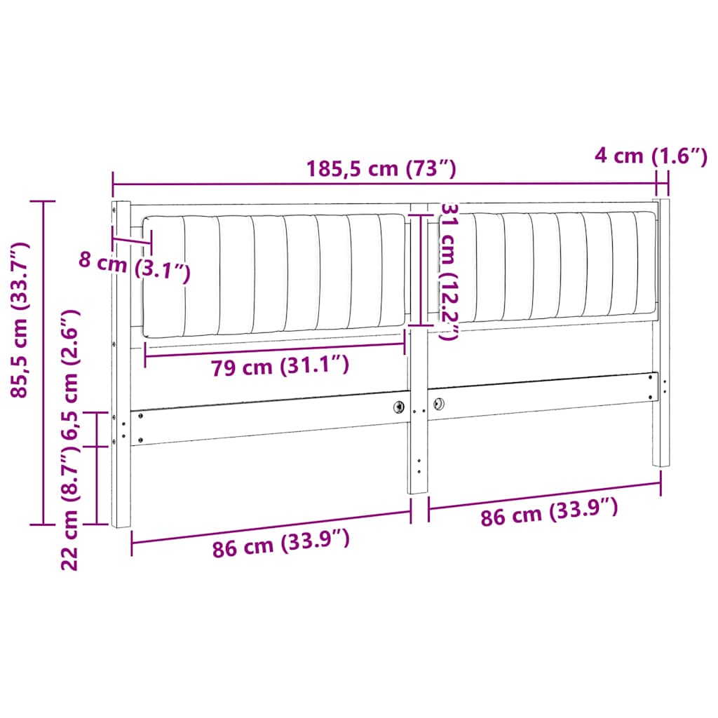Cabeceira estofada com cabeceira Branco 75 cm